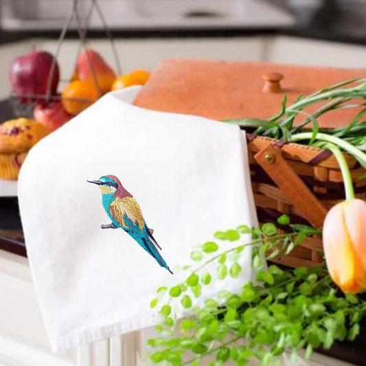 Kitchen Towels with Bee Eater Embroidery