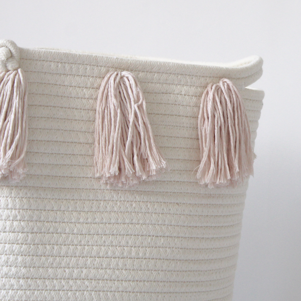 Blush Tassel Basket - Large-1