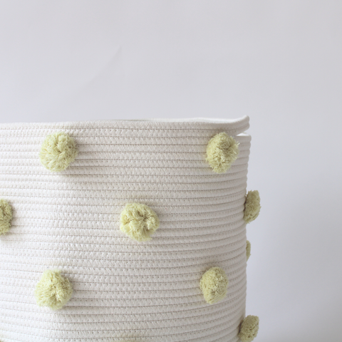 Buttercream Pom Laundry Basket-1