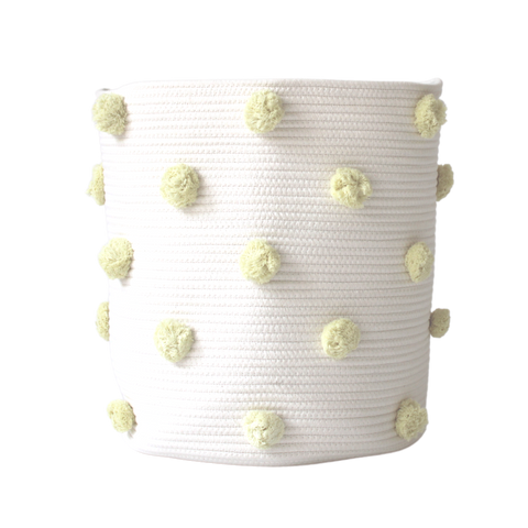 Buttercream Pom Laundry Basket-0