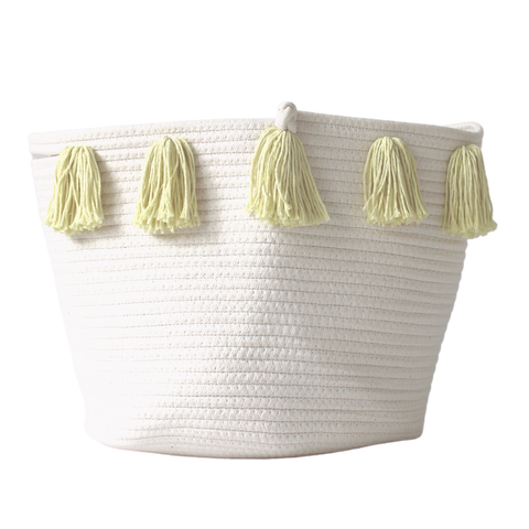 Buttercream Tassel Basket - Large-0