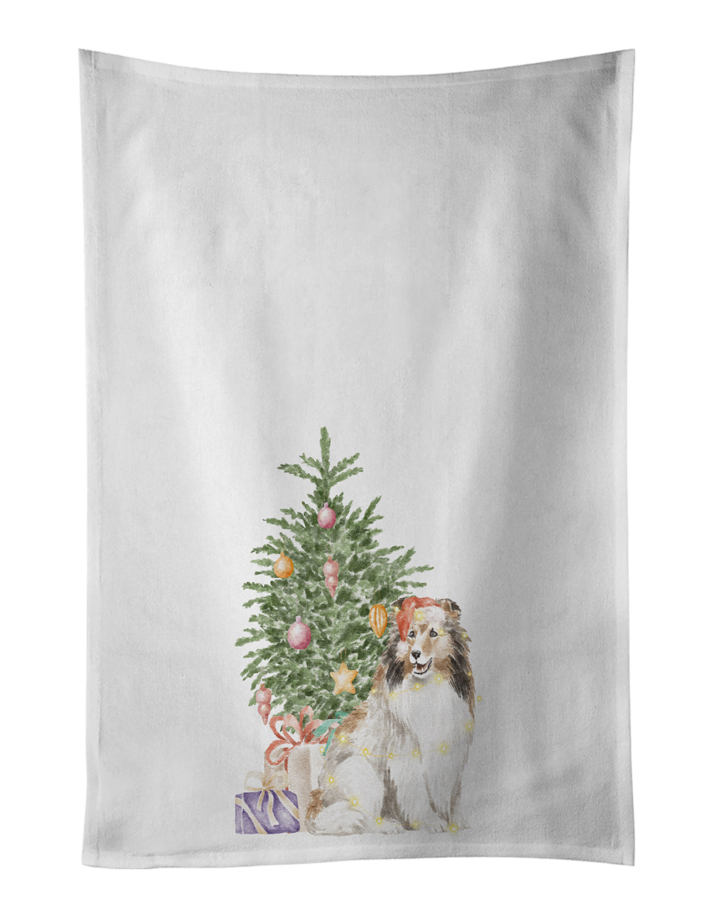 Sheltie Christmas Presents and Tree Kitchen Towel Set of 2