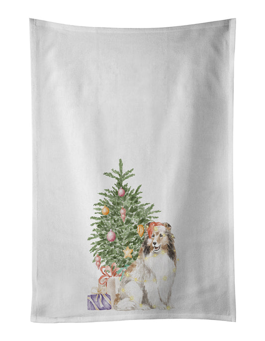 Sheltie Christmas Presents and Tree Kitchen Towel Set of 2