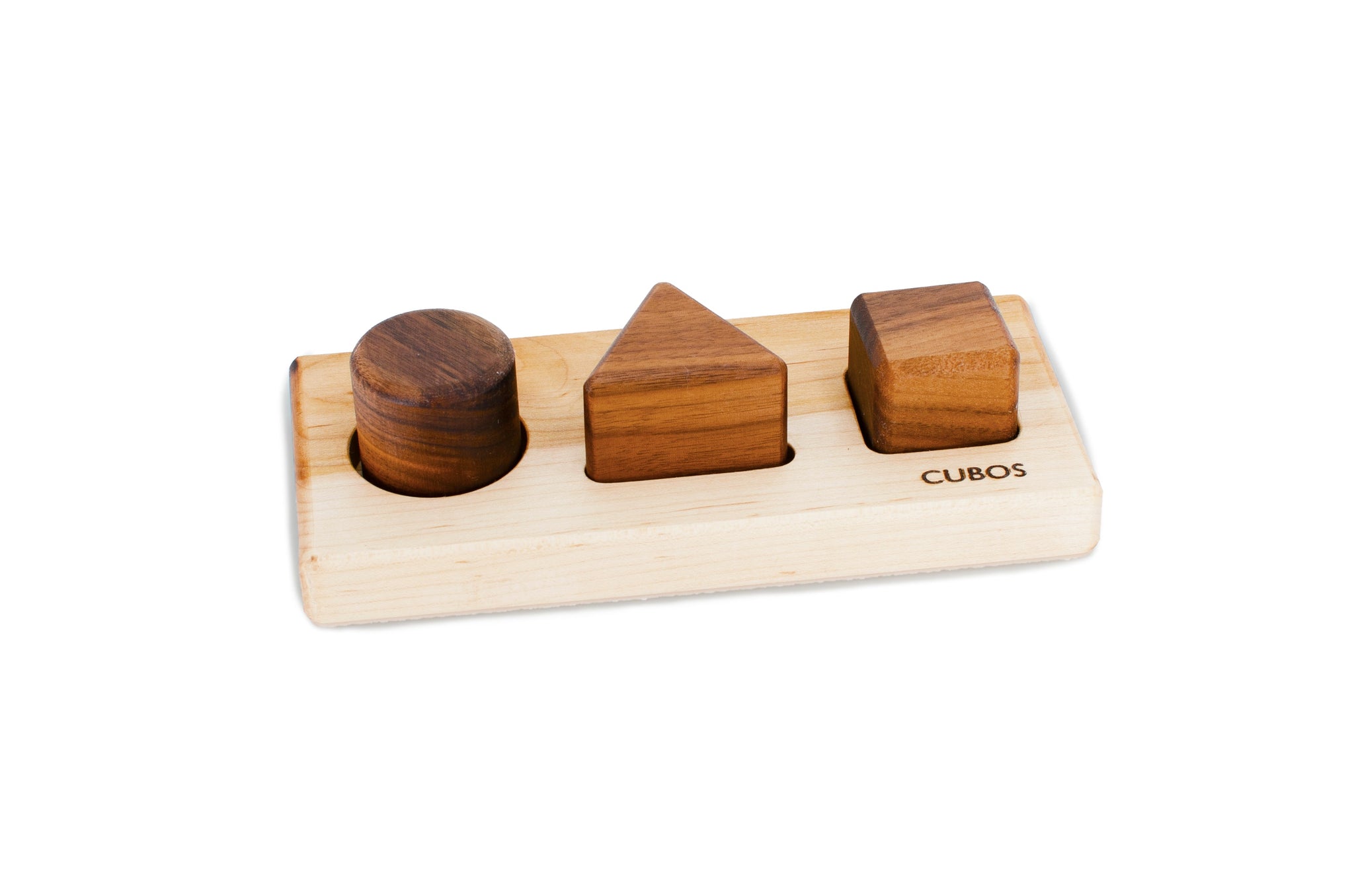 CUBOS-BASIC with Walnut inserts (100% Natural,Shape Sorter,Hardwood, Made in Canada)-0