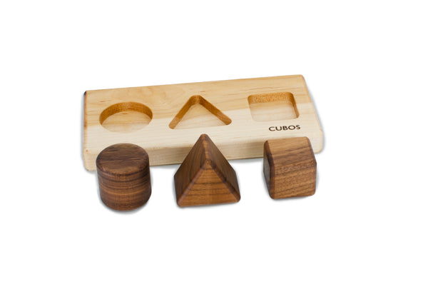 CUBOS-BASIC with Walnut inserts (100% Natural,Shape Sorter,Hardwood, Made in Canada)-2