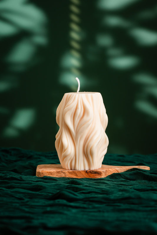 HUGE! Carved Wavy Candle - All Natural Soy Candle - Aesthetic