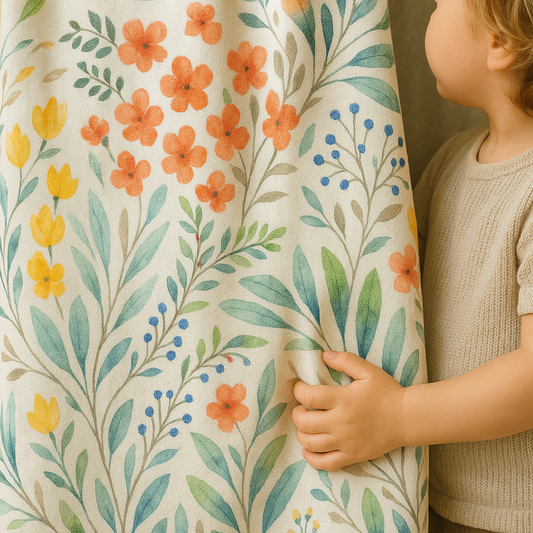 Floral Pure Linen Curtains For Kids Room & Nursery – Extra Wide & Long – Blackout or Light Filtering – Custom Sizes Available-0