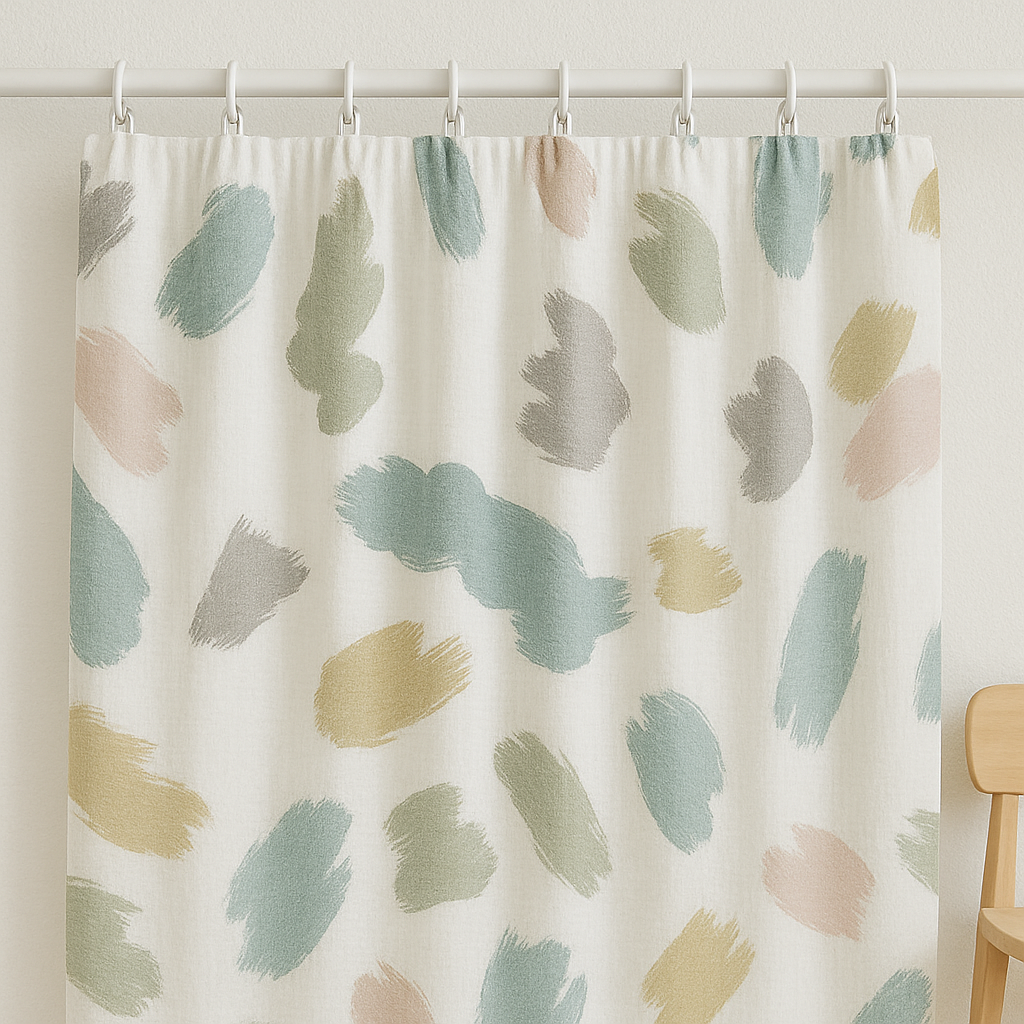 Soft Linen Kids & Nursery Curtains – Pastel Brushstroke – Custom Sizes & Blackout Options-4