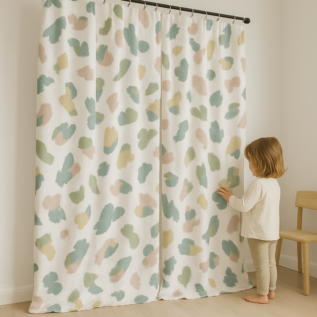 Soft Linen Kids & Nursery Curtains – Pastel Brushstroke – Custom Sizes & Blackout Options-1