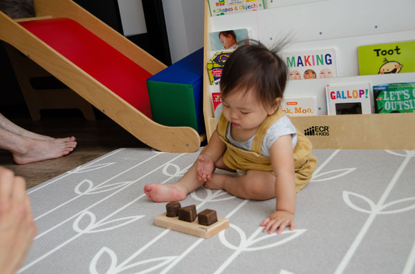 CUBOS-BASIC with Walnut inserts (100% Natural,Shape Sorter,Hardwood, Made in Canada)-7