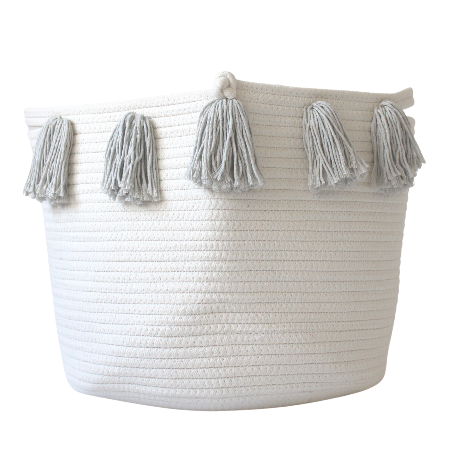 Grey Tassel Basket - Large-0