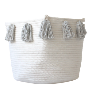 Grey Tassel Basket - Large-0