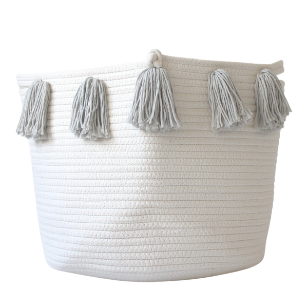 Grey Tassel Basket - Large-0