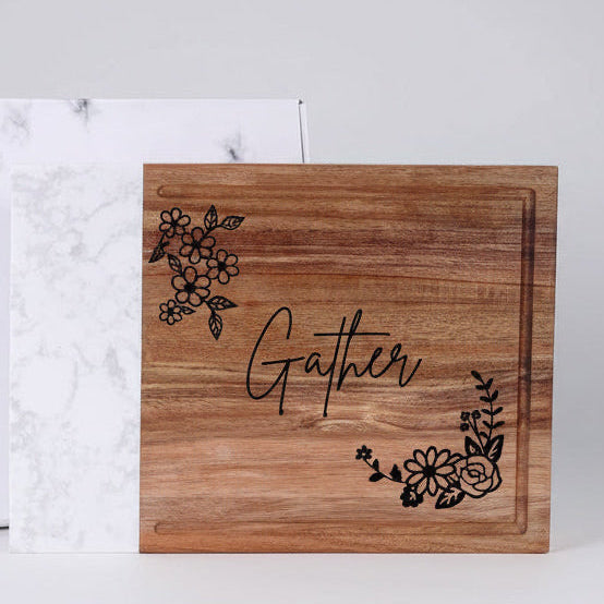 Customizable Marble and Acacia Wood Cutting Board