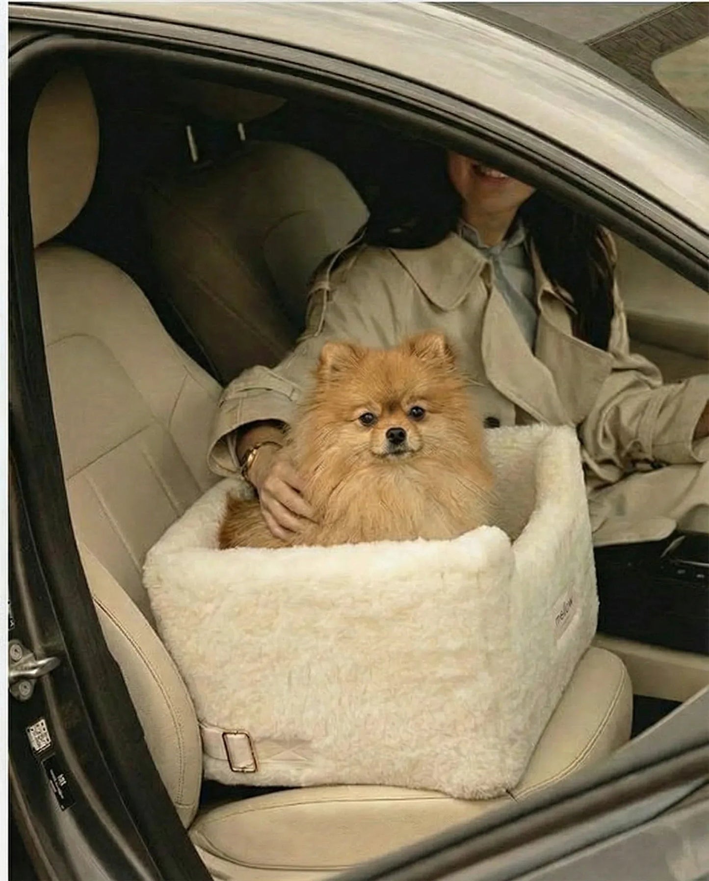Natural Wool Dog Carrier - White-3