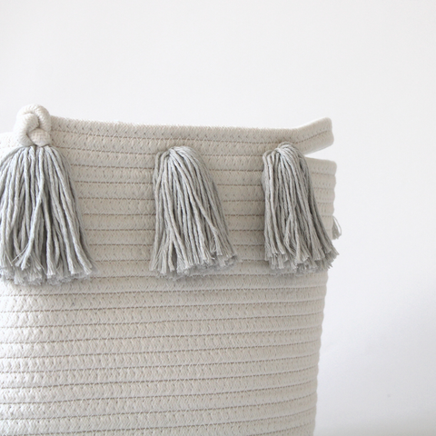 Grey Tassel Basket - Large-1