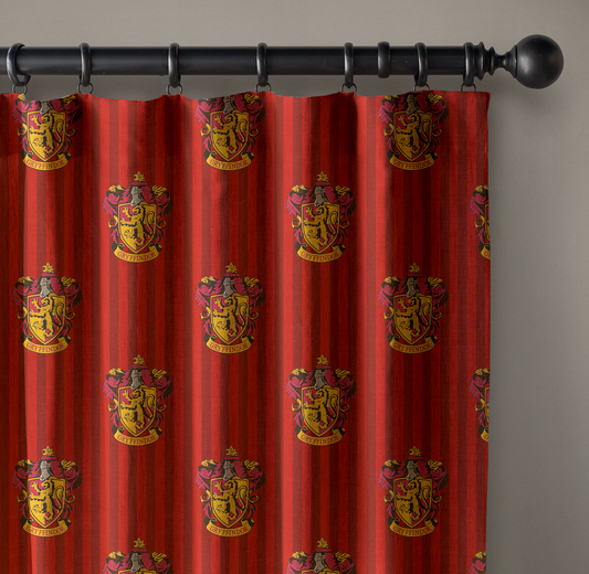 Harry Potter Gryffindor House Curtains | Kids Bedroom Decor | Organic Cotton Linen | Blackout Lining Option-0