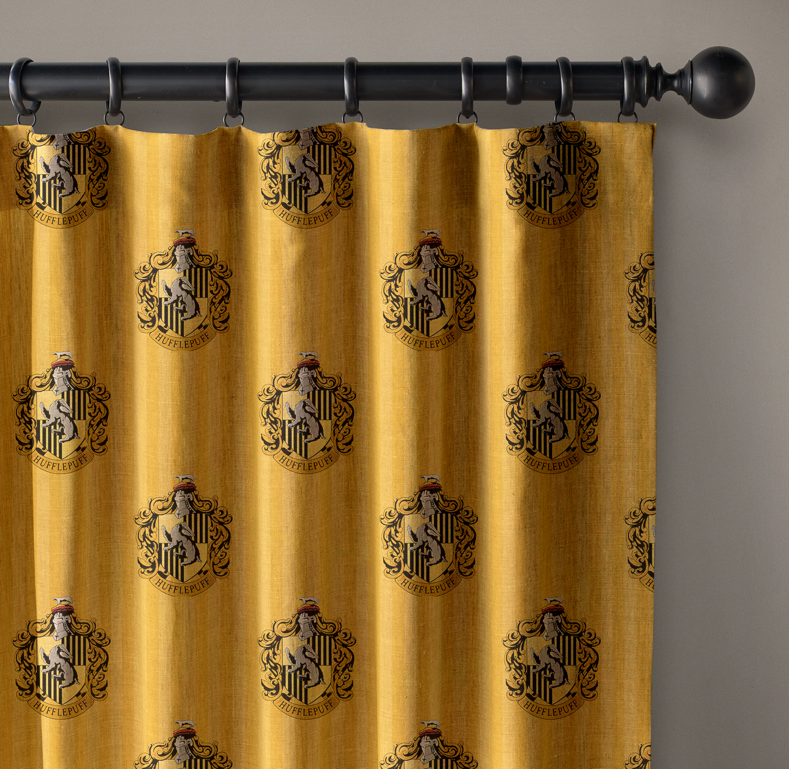 Harry Potter Hufflepuff House Curtains | Kids Bedroom Decor | Organic Cotton Linen | Blackout Lining Option-0