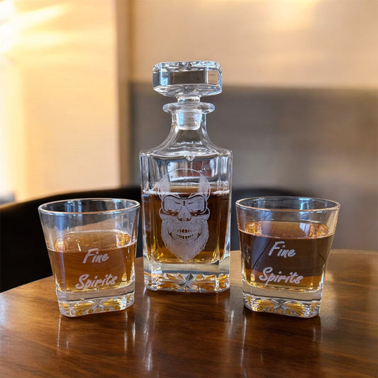 Personalized Rectangle Whiskey Decanter Set – Custom Engraved Decanter and Glasses for Men, Weddings, or Special Occasions