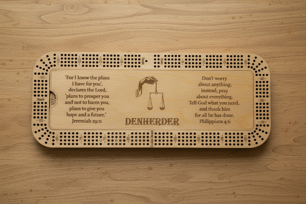 Large 4-Player Cribbage Board - 24" x 9.5" | Personalized Gift