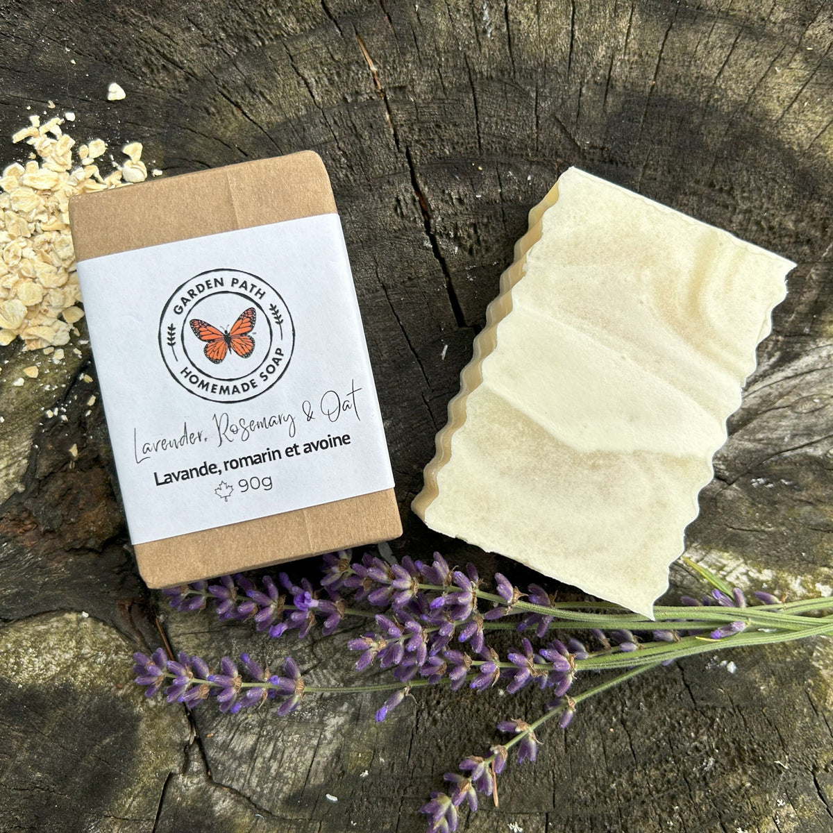 Lavender, Rosemary & Oats Bar Soap 100% Natural Exfoliating Soap with Essential Oils