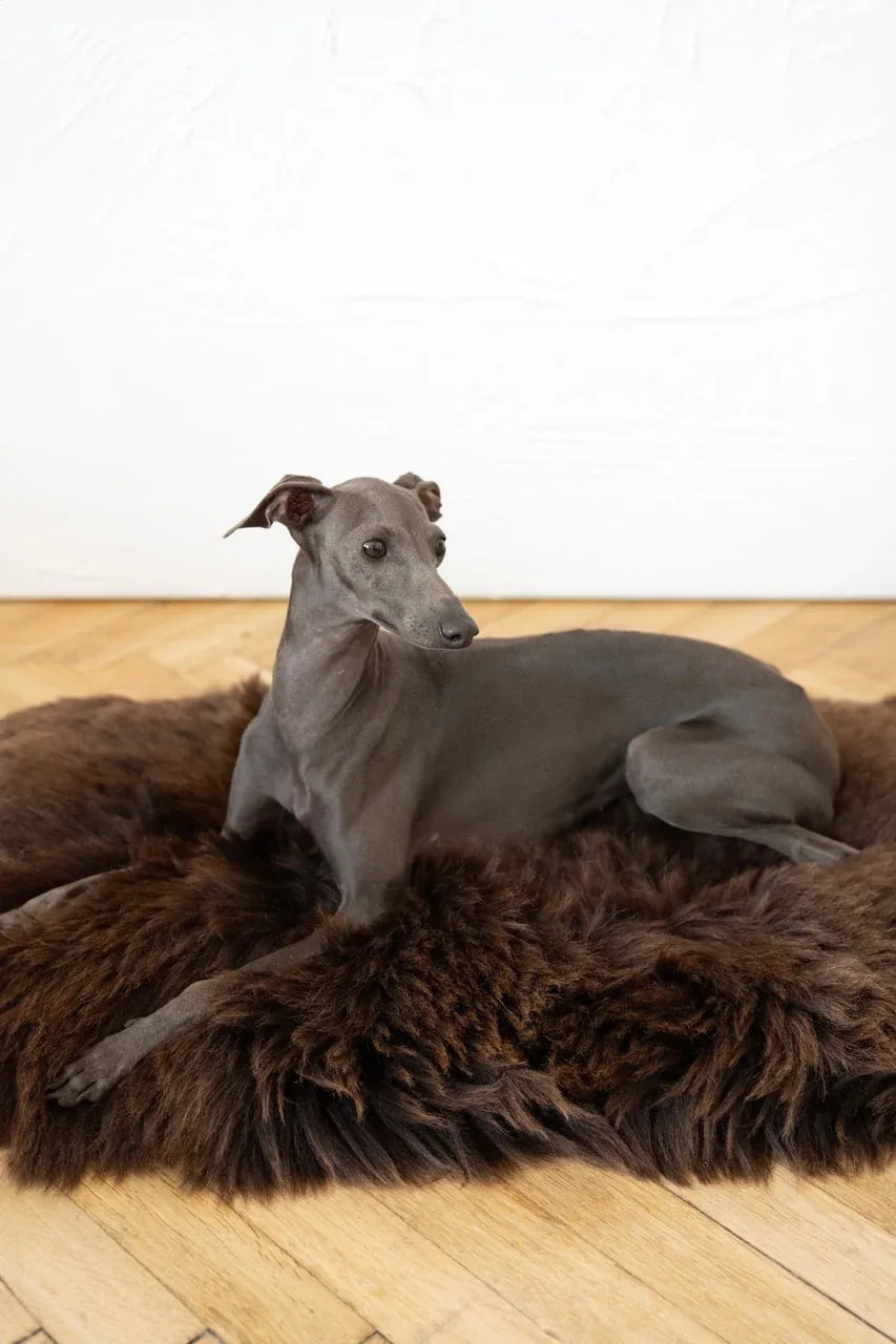 Square or Rectangular Natural Sheepskin Pet Mat - Brown-0