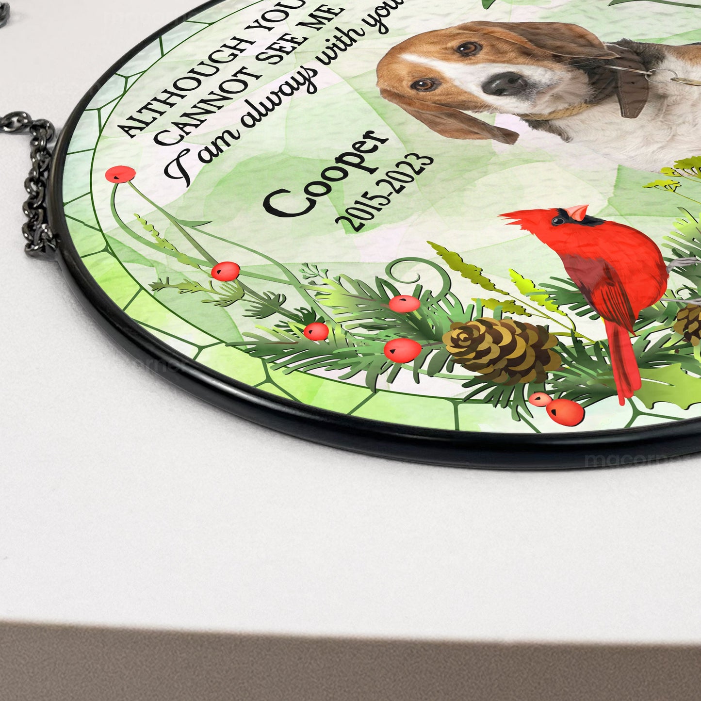Personalized Pet Memorial Suncatcher with Dog Photo & Message: Forever In My Heart