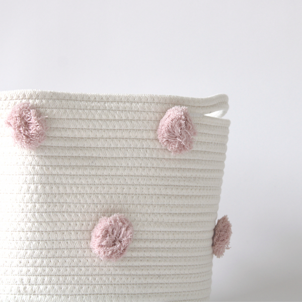 Rose Pink Pom Basket - Large-1