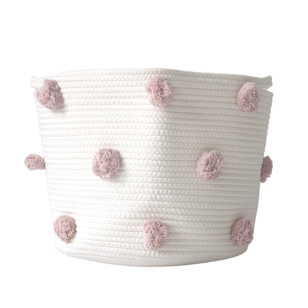 Rose Pink Pom Basket - Large-0