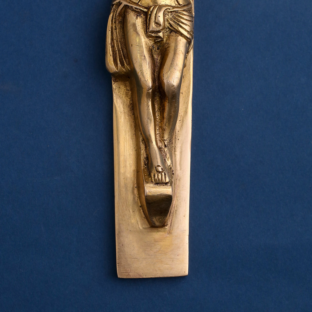 Brass Christian Cross Jesus Christ Wall Hanging (11 Inch)-2