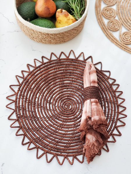 Surya Woven Palm Fiber Placemat - Brown (Set of 2)