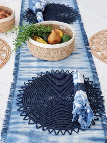 Surya Woven Palm Fiber Placemat - Indigo Blue (Set of 2)