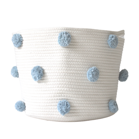 Sky Blue Pom Basket - Large-0