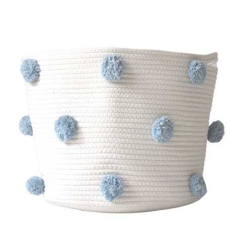 Sky Blue Pom Basket - Large-1