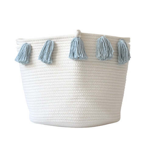 Sky Blue Tassel Basket - Large-0