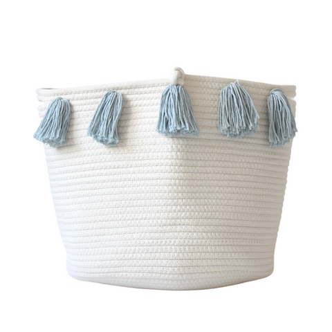 Sky Blue Tassel Basket - Large-1