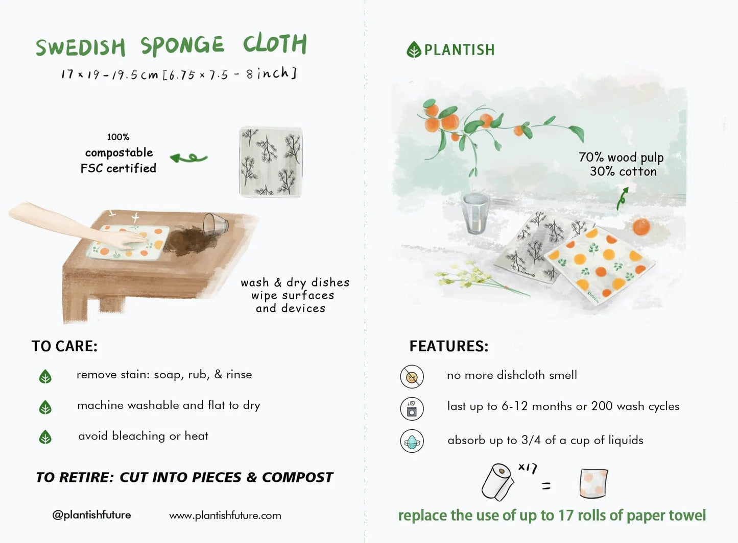 Pumpkin - Swedish Sponge Cloth