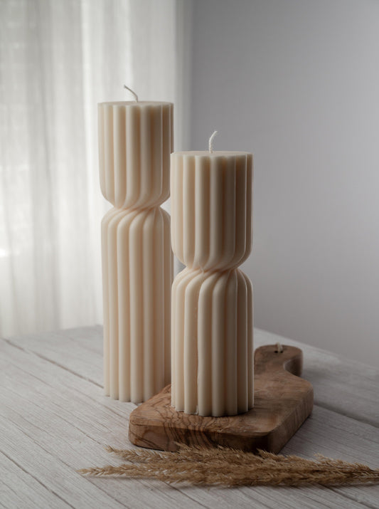 Twisted Ribbed Pillar Candle - Shaped Candle