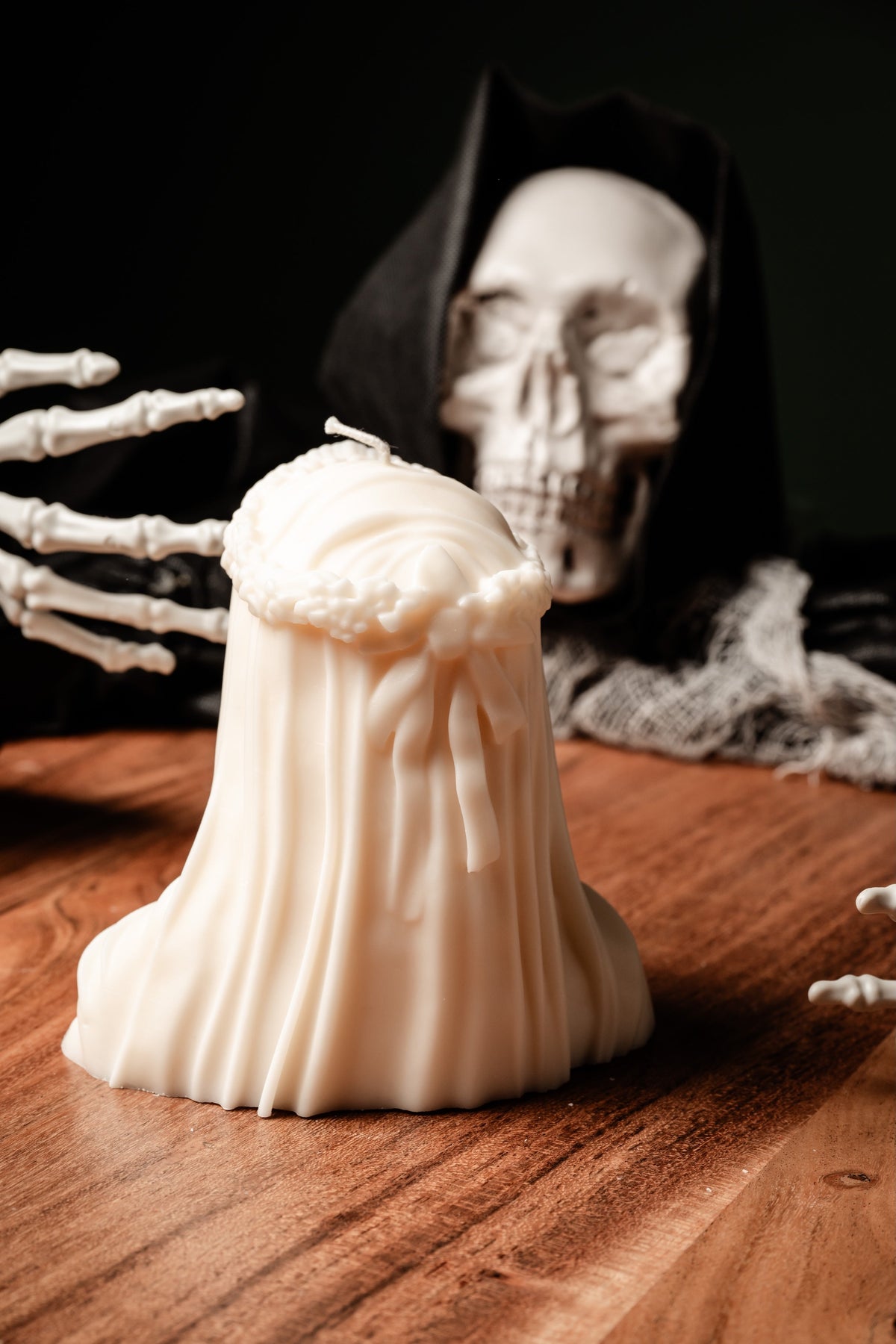 Large Skeleton Veiled Candle - Gothic Candle - Bust Skeleton