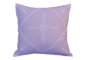 Hand Embroidered Sequins Decorative Lavender  Throw Pillow