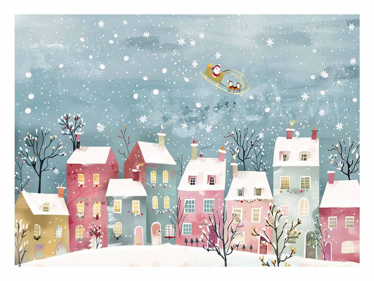 Festive Scene Christmas Canvas painting Print