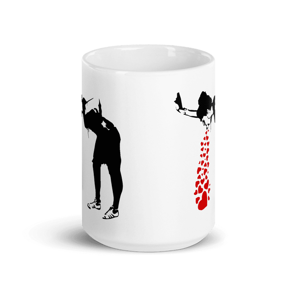 Banksy Lovesick Girl Throwing Up Hearts Artwork Mug-4