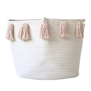 Blush Tassel Basket - Large-0