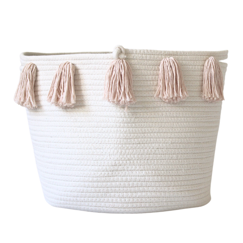 Blush Tassel Basket - Large-0