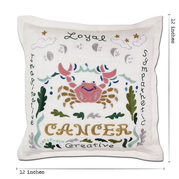 Cancer Astrology Hand-Embroidered Pillow by Cat Studio-4