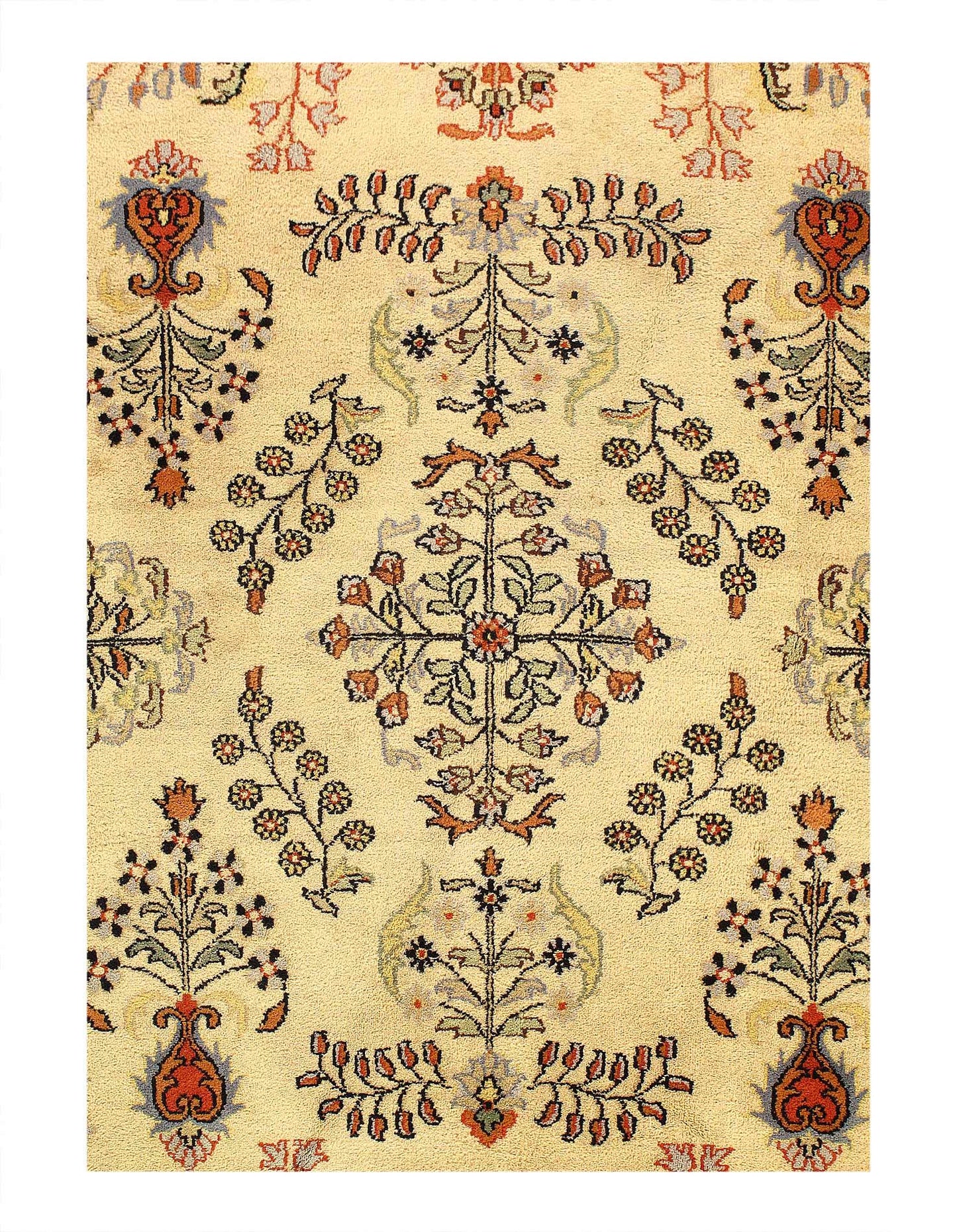 Canvello Fine Hand Knotted Silkroad Kashan design Round Rug - 8' X 8'-1