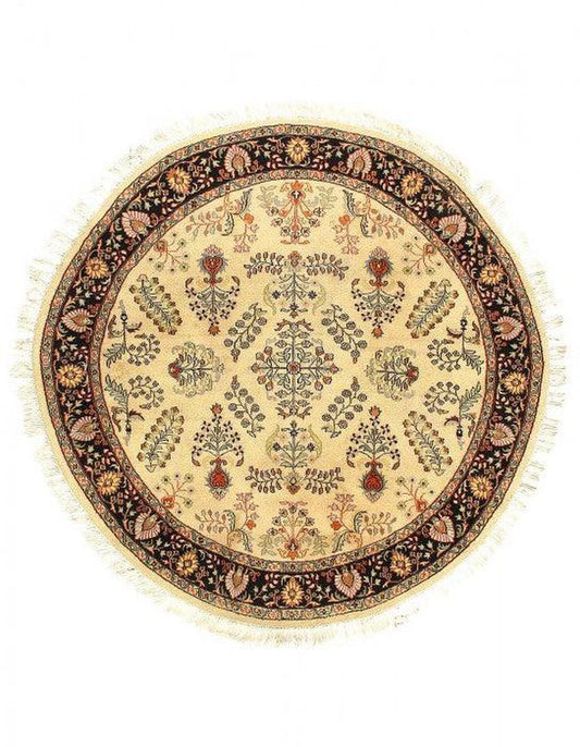 Canvello Fine Hand Knotted Silkroad Kashan design Round Rug - 8' X 8'-0