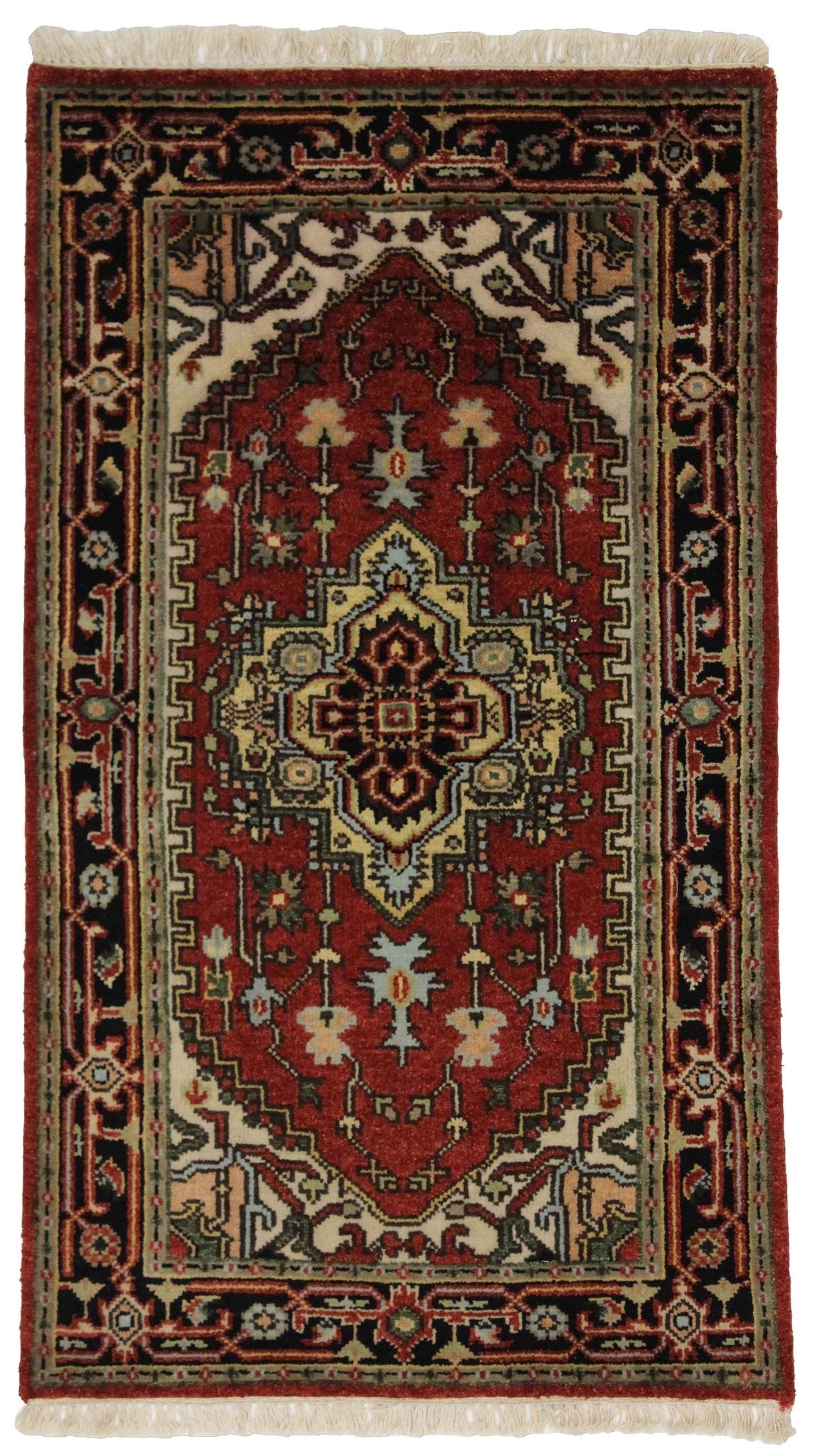 Canvello Hand Made Formal Medallion Indo Serapi Rug - 2'11'' X 5'2''-0