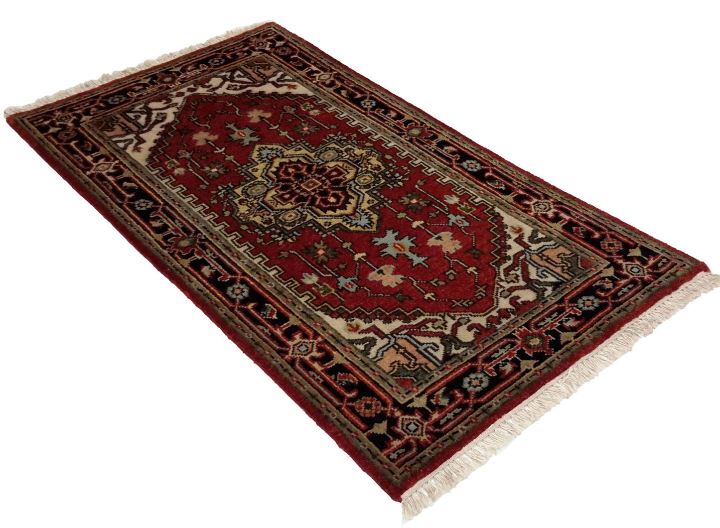 Canvello Hand Made Formal Medallion Indo Serapi Rug - 2'11'' X 5'2''-3