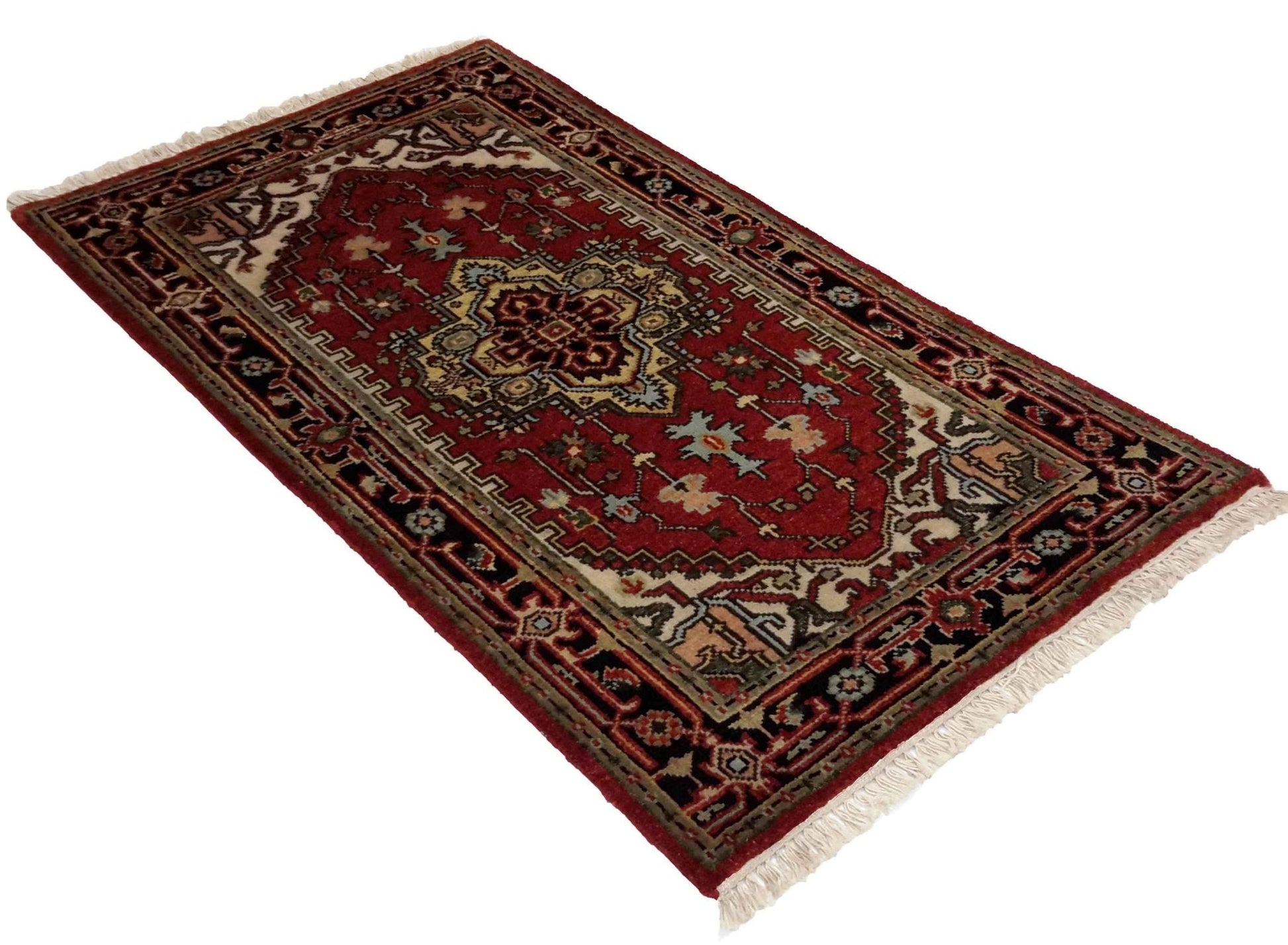 Canvello Hand Made Formal Medallion Indo Serapi Rug - 2'11'' X 5'2''-3